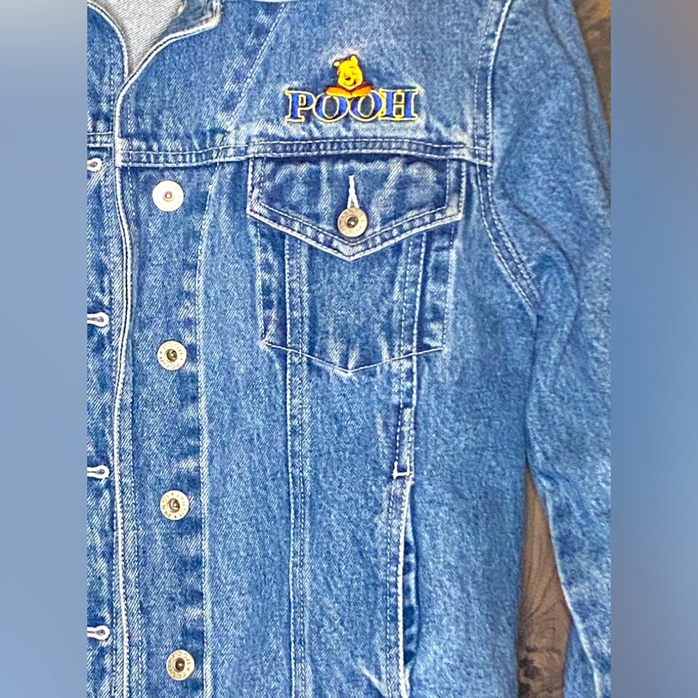 Pooh Embroidered Denim Jacket - Blue